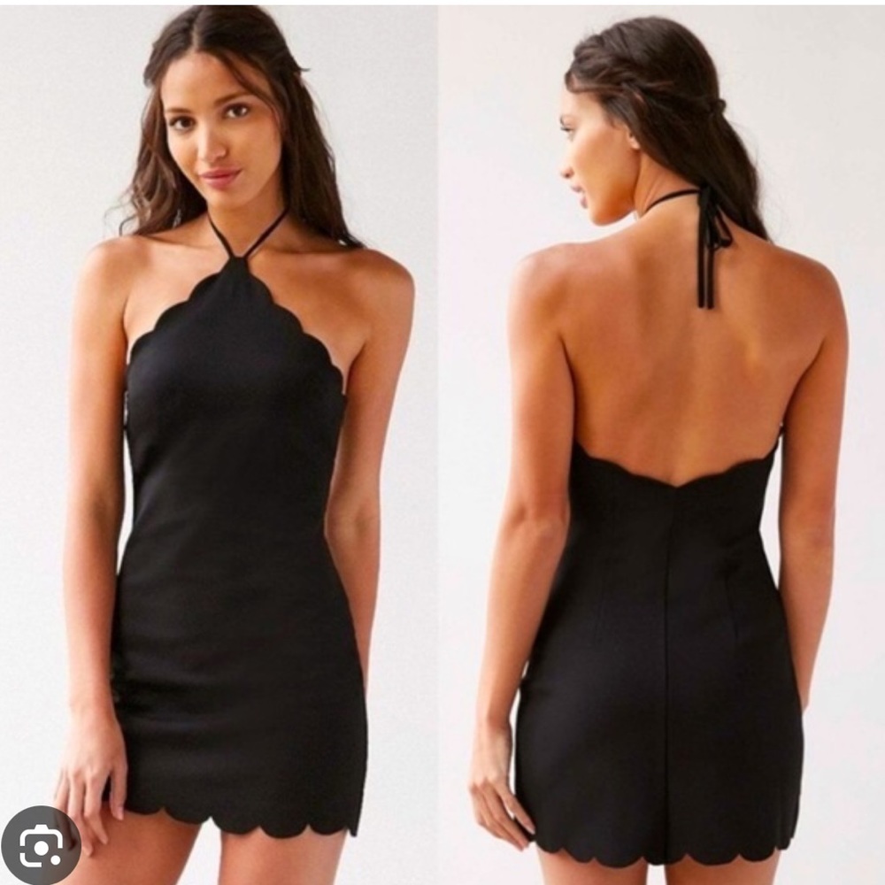 Urban Outfitters Scalloped Black Mini Dress